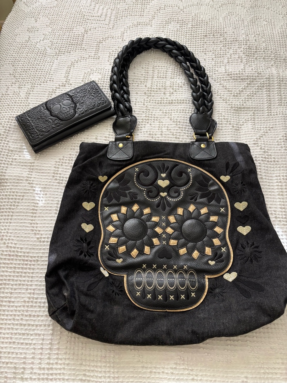 🖤 Loungefly Sugar Skull Tote Bag + Wallet Set